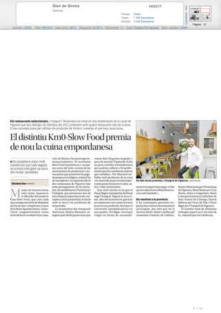 16/03/17Diari de Girona
Gerona
Prensa: Diaria
Tirada: 7.540 Ejemplares
Difusión: 5.438 Ejemplares
Página: 13
Sección: LOCAL Valor: 992,00 € Área (cm2): 287,9 Ocupación: 33,75 % Documento: 1/1 Autor: Elisabet Don figueres Núm. Lectores: 34000
Cód:109082972
6 / 12
 