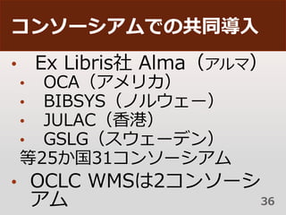 󥽩`Ǥιͬ
? Ex Libris Almaޣ
? OCAꥫ
? BIBSYSΥ륦`
? JULACۣ
? GSLG`ǥ
2531󥽩`
? OCLC WMS2󥽩`
 36
 