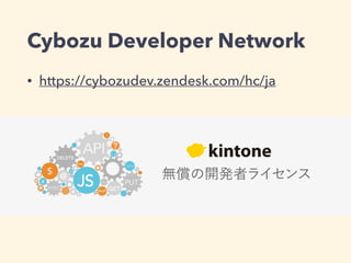 Cybozu Developer Network
• https://cybozudev.zendesk.com/hc/ja
 