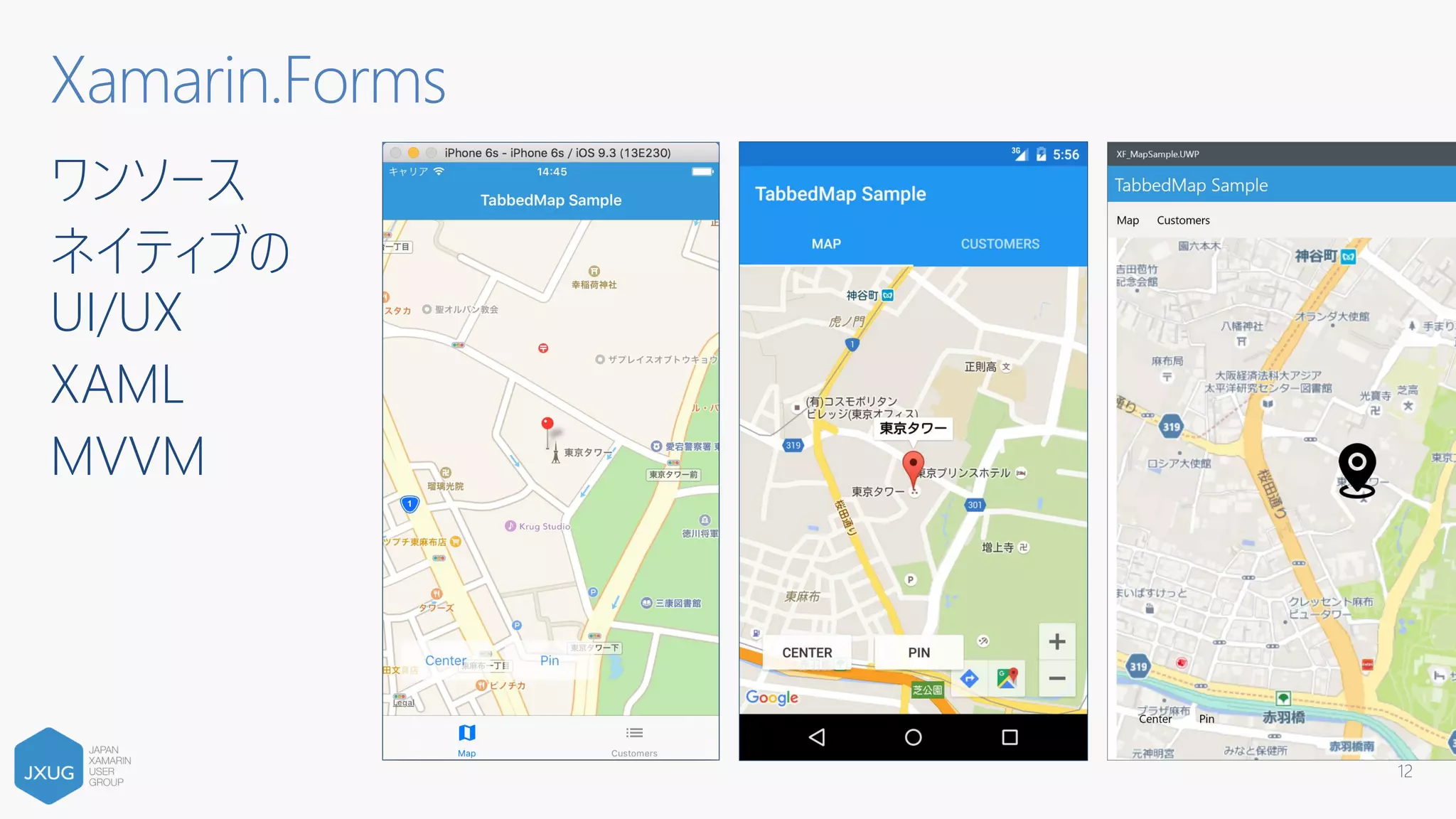 Xamarin.Forms
ワンソース
ネイティブの
UI/UX
XAML
MVVM
12
 