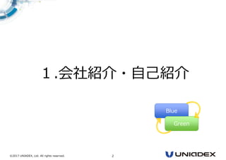 ©2017 UNIADEX, Ltd. All rights reserved. 2
１.会社紹介・自己紹介
Blue
Green
 