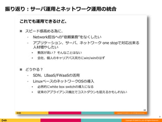 Copyright © DeNA Co.,Ltd. All Rights Reserved.
振り返り：サーバ運用とネットワーク運用の統合
7
 