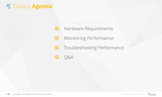Today’s Agenda
Hardware Requirements
Monitoring Performance
Troubleshooting Performance
Q&A
SPS Calgary 2017: Dealing with SharePoint Performance http://bonzai-intranet.com/
 