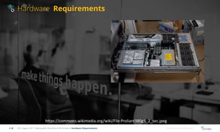 Hardware Requirements
SPS Calgary 2017: Dealing with SharePoint Performance Hardware Requirements http://bonzai-intranet.com/
https://commons.wikimedia.org/wiki/File:Proliant380g5_2_sec.jpeg
 