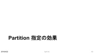 Partition 指定の効果
2016/4/22 kyrt inc 43
 
