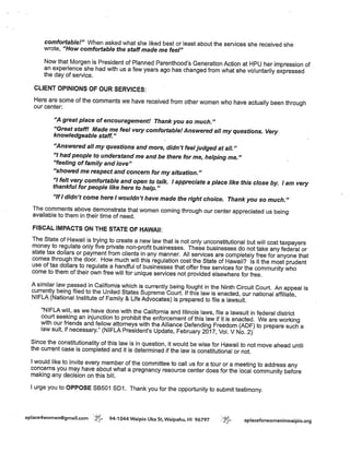 Stacey Jimenez Testimony On Senate Bill 501