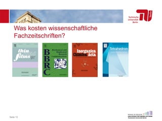 Seite 12
Was kosten wissenschaftliche
Fachzeitschriften?
 