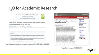 H2O for Academic Research
19
http://www.sciencedirect.com/science/article/pii/S0377221716308657
https://arxiv.org/abs/1509.01199
 