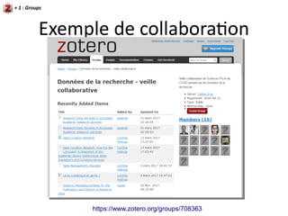 Zotero : usages avancés - Atelier Doc 4 mai 2017