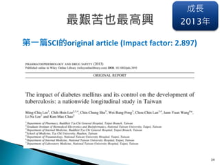 34
成長
2013年
第一篇SCI的original article (Impact factor: 2.897)
 