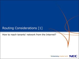 Routing Considerations [1]
How to reach tenants’ network from the Internet?
 