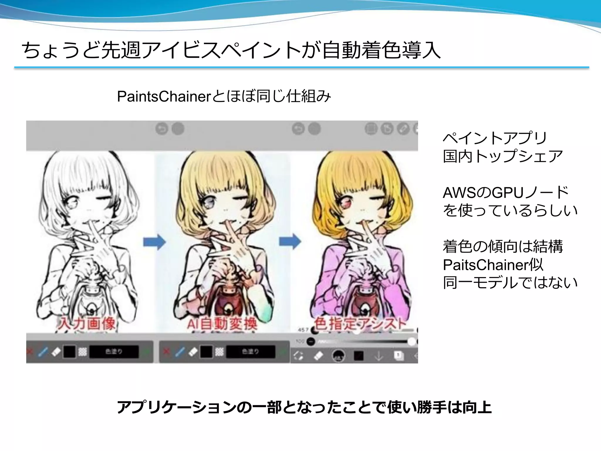 ディープラーニングアプリの可能性 自動着色アプリpaintschainer開発の経験から