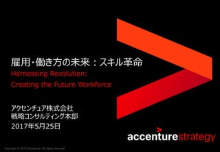 Copyright © 2017 Accenture All rights reserved.
雇用・働き方の未来：スキル革命
Harnessing Revolution:
Creating the Future Workforce
アクセンチュア株式会社
戦略コンサルティング本部
2017年5月25日
 