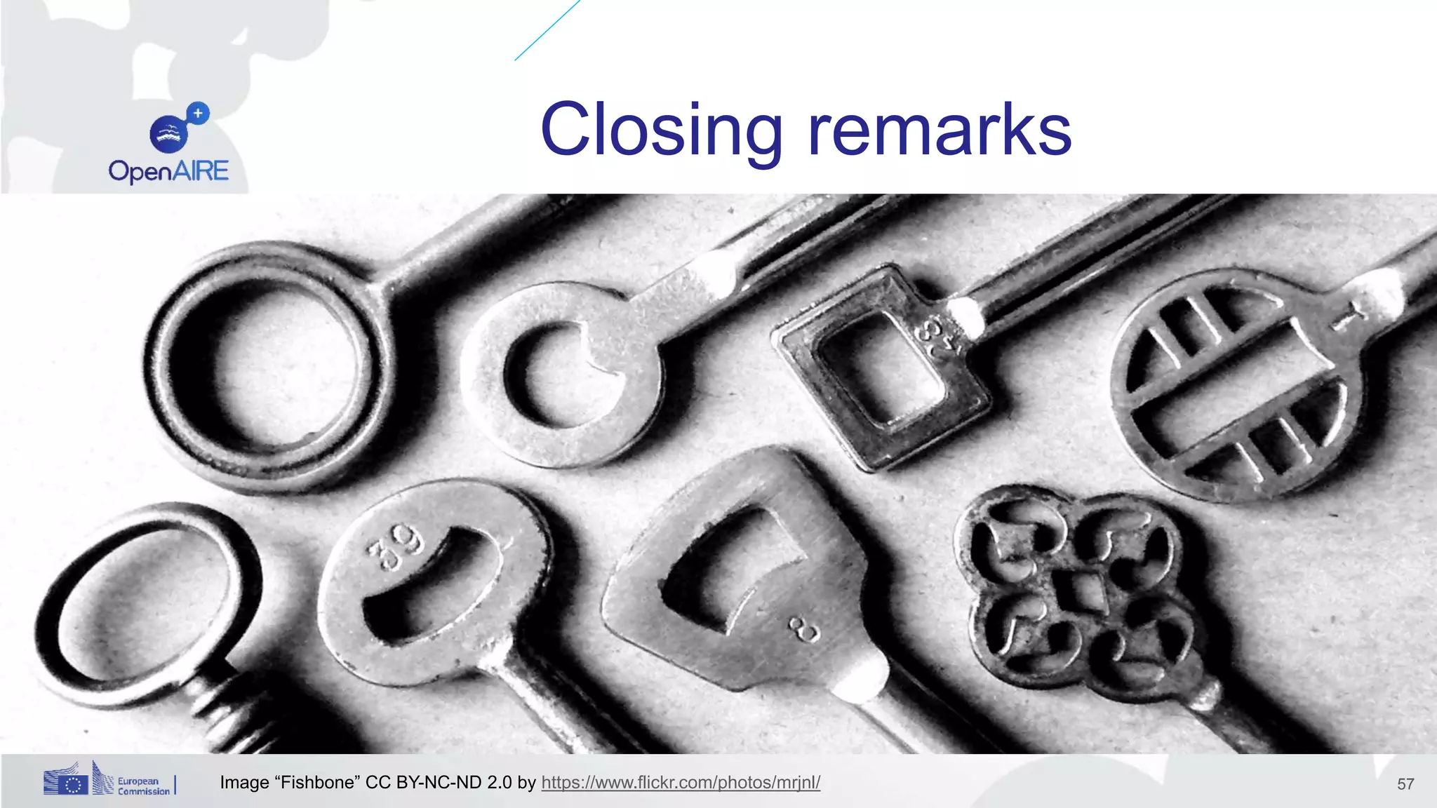 Closing remarks
Image “Fishbone” CC BY-NC-ND 2.0 by https://www.flickr.com/photos/mrjnl/ 57
 