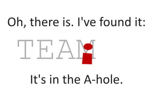 TEAM
Oh, there is. I've found it:
It's in the A-hole.
 