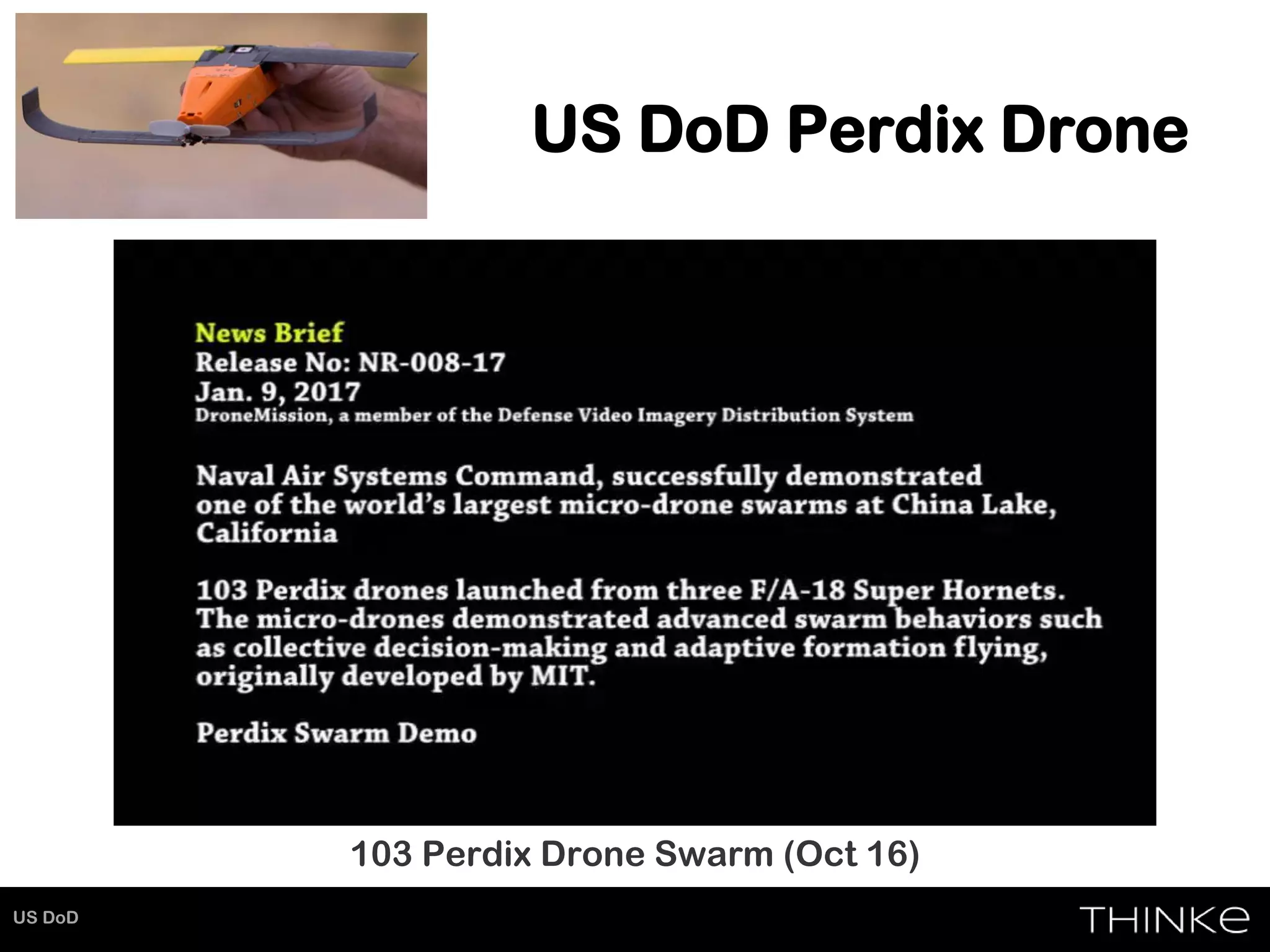 US DoD Perdix Drone
US DoD
103 Perdix Drone Swarm (Oct 16)
 
