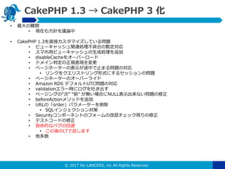 ? 2017 for LANCERS, inc All Rights Reserved
CakePHP 1.3  CakePHP 3 
? yv
? FڤⷽᘤhՓ
? CakePHP 1.3ֱӥޥƤ놖}
? ӥ`åvBIߺϤΕ
? ޥåӥ`åɄI׷
? disableCache򥪩`Щ``
? ɥᥤжҎF
? ک`ͩ``αʾ;Фֹޤ놖}Ό
? 󥯤򥯥ꥹȥʽˤ륻åΆ}
? ک`ͩ``Υ`Щ`饤
? Amazon RDS ǥեUTC}Ό
? validation`r˥¤
? ک`󥰤ΡΡ ǰ oϤNULLʾʤ}
? beforeAction᥽åɤ׷
? URLΡorderѥ``
? SQL󥸥󌝲
? Securityݩ`ͥȤΥե`θĸZåܤ
? ƥȥ`ɤ
? ĤʥХλر
? LTԒޤ
? 
 