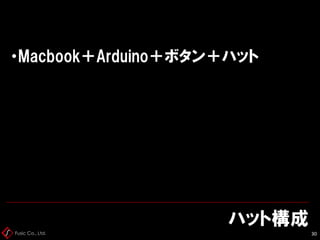 Fusic Co., Ltd.
ハット構成
30
・Macbook＋Arduino＋ボタン＋ハット
 