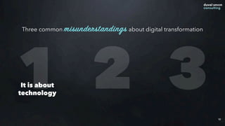 31 2
10
Three common misunderstandings about digital transformation
It is about
technology
 