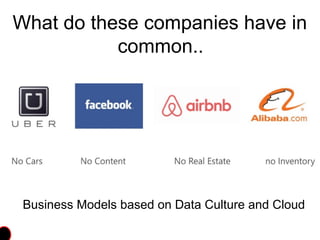 What do these companies have in
common..
Business Models based on Data Culture and Cloud