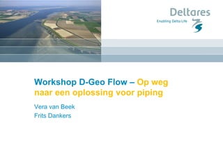 Workshop D-Geo Flow – Op weg
naar een oplossing voor piping
Vera van Beek
Frits Dankers
 
