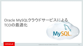 Copyright © 2017, Oracle and/or its affiliates. All rights reserved. 5
Oracle MySQLクラウドサービスによる
TCOの最適化
 