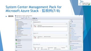 System Center Management Pack for
Microsoft Azure Stack – 監視例(7/8)
 異常時
2017/06/24 68
 