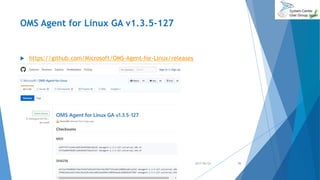 OMS Agent for Linux GA v1.3.5-127
 https://github.com/Microsoft/OMS-Agent-for-Linux/releases
2017/06/24 76
 