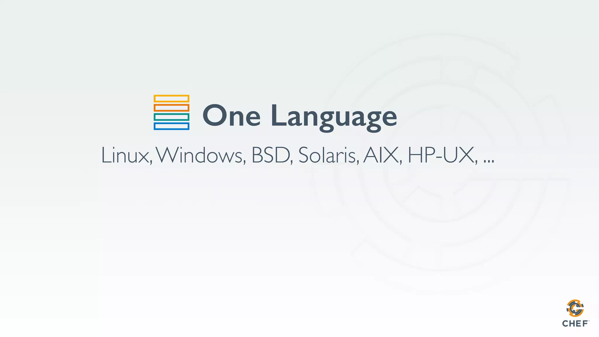 One Language
Linux,Windows, BSD, Solaris,AIX, HP-UX, ...
 