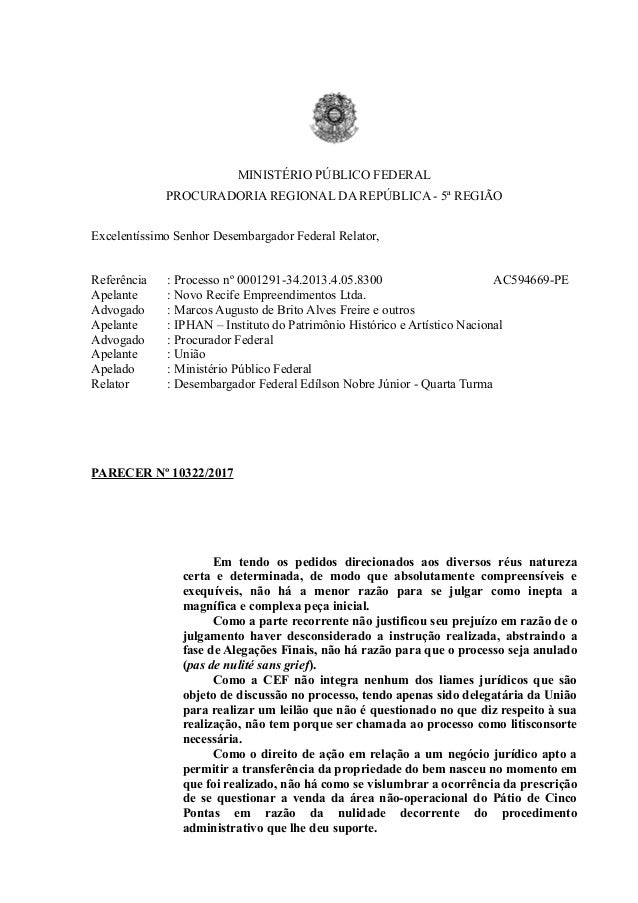 MPF pede ao TRF para manter nulo leilão do Cais José Estelita