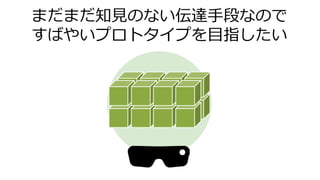 まだまだ知見のない伝達手段なので
すばやいプロトタイプを目指したい
 