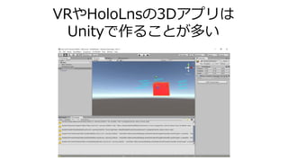 VRやHoloLnsの3Dアプリは
Unityで作ることが多い
 