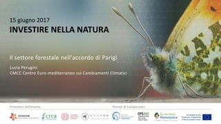 6/20/2017 1
15 giugno 2017
INVESTIRE NELLA NATURA
Lucia Perugini
CMCC Centro Euro-mediterraneo sui Cambiamenti Climatici
I...