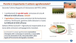 Perché è importante il settore agroforestale?
Secondo l’ultimo Rapporto di Valutazione dell’IPCC (AR5):
• I cambiamenti di...