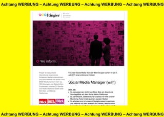 Sven Ruoss – Social Media Update Konferenz – 4. Juli 2017 30
Achtung WERBUNG – Achtung WERBUNG – Achtung WERBUNG – Achtung WERBUNG
Achtung WERBUNG – Achtung WERBUNG – Achtung WERBUNG – Achtung WERBUNG
 