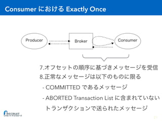 Consumer Exactly Once
7.
8.  
- COMMITTED  
- ABORTED Transaction List  
21
 