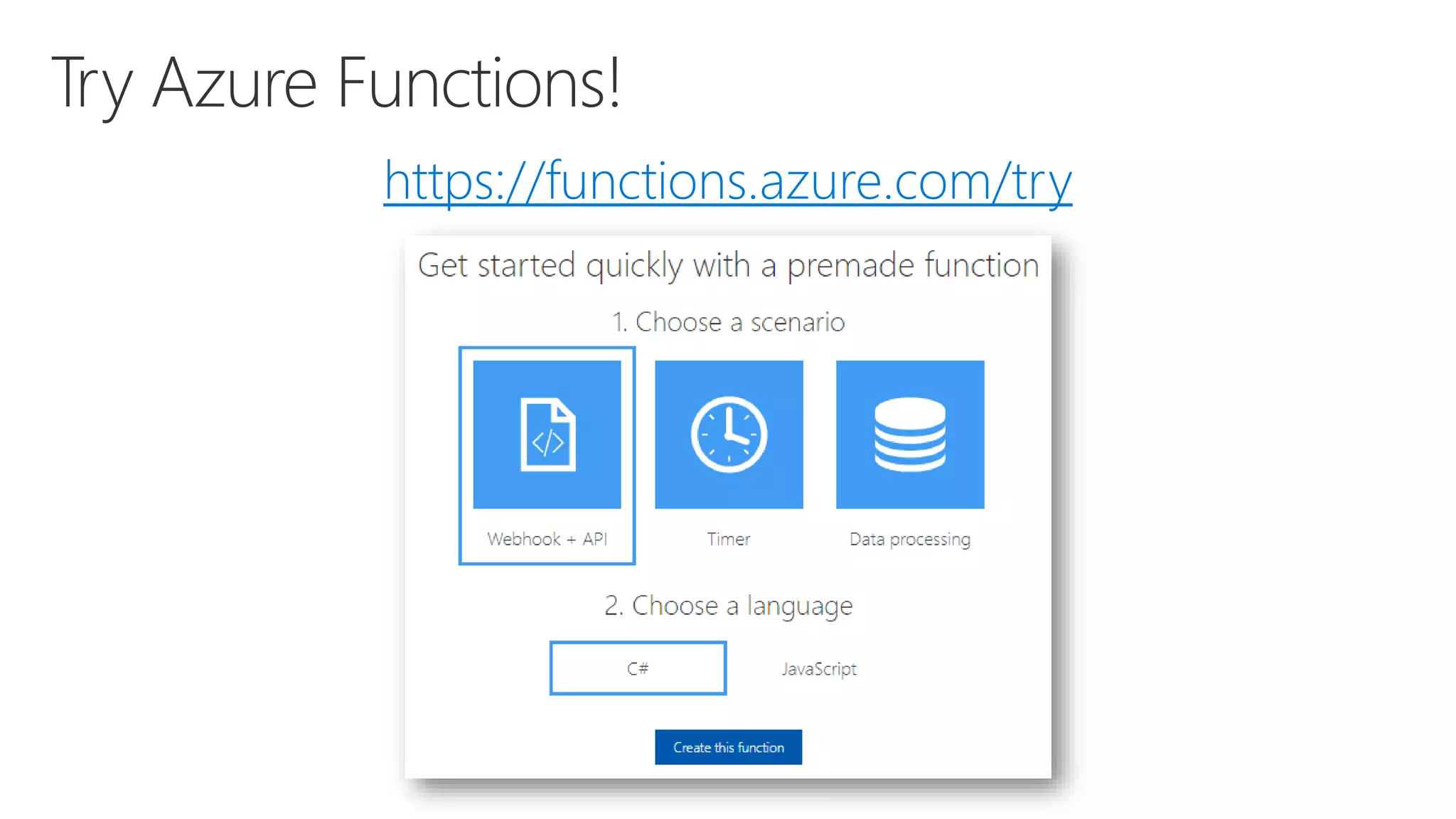 https://functions.azure.com/try
 