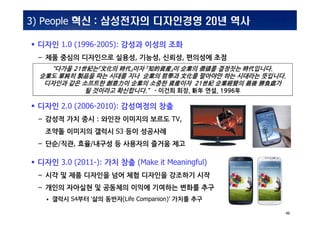 INSIDabcdef_:MS_0001MS_0001
49
3) People ?? : ????? ????? 20? ??
 ??? 1.0 (1996-2005): ??? ??? ??
C ?? ??? ????? ???, ???, ???, ???? ??
 ??? 2.0 (2006-2010): ????? ??
C ??? ?? ?? : ??? ???? ??? TV,
??? ???? ??? S3 ?? ????
C ??/??, ??/??? ? ???? ??? ??
 ??? 3.0 (2011-): ?? ?? (Make it Meaningful)
C ?? ? ?? ???? ?? ?? ???? ???? ??
C ??? ???? ? ???? ??? ???? ??? ??
? ??? S4?? ?? ???(Life Companion) ??? ??
??? 21o??? r?? ֪Yb? I? r? ???? r???.
I? μ? uƷ? ?? ??? ?? I? ܌W? ?? ???? ?? ???? ????.
???? ?? ???? ?? I? ??? Yb?? 21o II?  ؓ̎?
? ???? ?????. - ??? ??,  ??, 1996
 