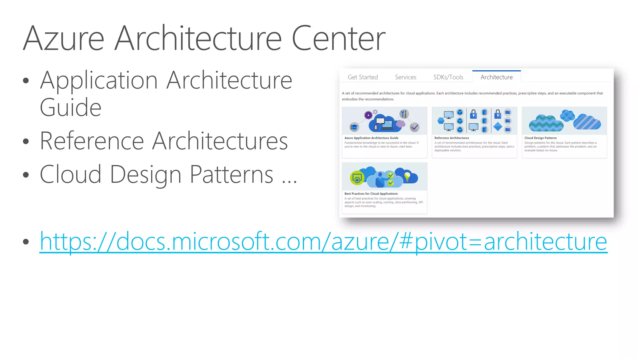 https://docs.microsoft.com/azure/#pivot=architecture
 
