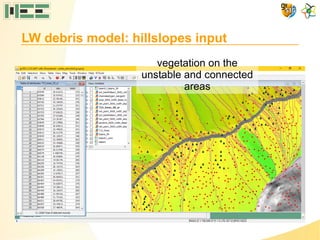 LW debris model: hillslopes input
vegetation on the
unstable and connected
areas
 
