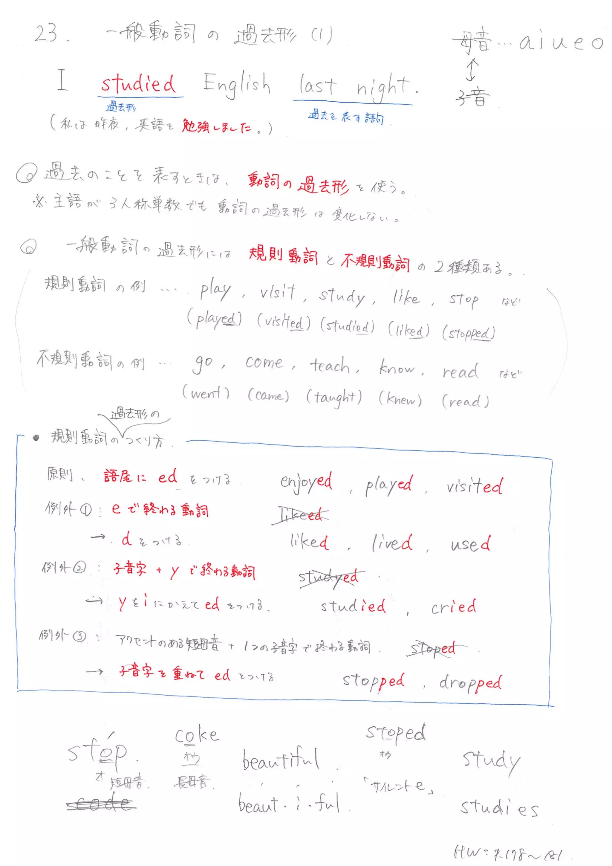 中1英語 23一般動詞の過去形(1) | PDF