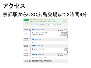 アクセス
京都駅からOSC広島会場まで2時間9分
 