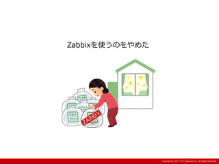 Copyright:(C) 2013 NTT Resonant Inc. All Rights Reserved.Copyright:(C) 2013 NTT Resonant Inc. All Rights Reserved.Copyright:(C) 2017 NTT Resonant Inc. All Rights Reserved.
Zabbixを使うのをやめた
 