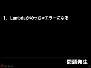 Fusic Co., Ltd.
問題発生
34
1. Lambdaがめっちゃエラーになる
 