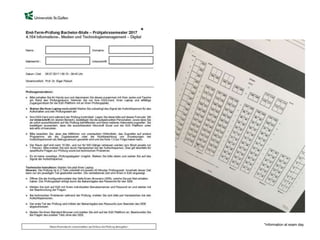 *Information at exam day
*
 