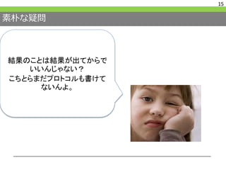 素朴な疑問
15
結果のことは結果が出てからで
いいんじゃない？
こちとらまだプロトコルも書けて
ないんよ。
 