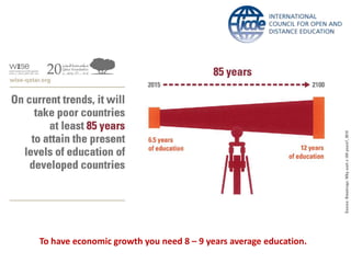 To have economic growth you need 8 – 9 years average education.
 