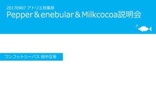20170907 アトリエ秋葉原
Pepper＆enebular＆Milkcocoa説明会
ワンフットシーバス 田中正吾
 