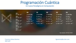 Programación Cuántica
Un nuevo Paradigma en Computación
Francisco Gálvez Ramirez
IBM Staff
fjgramirez@es.ibm.com
 