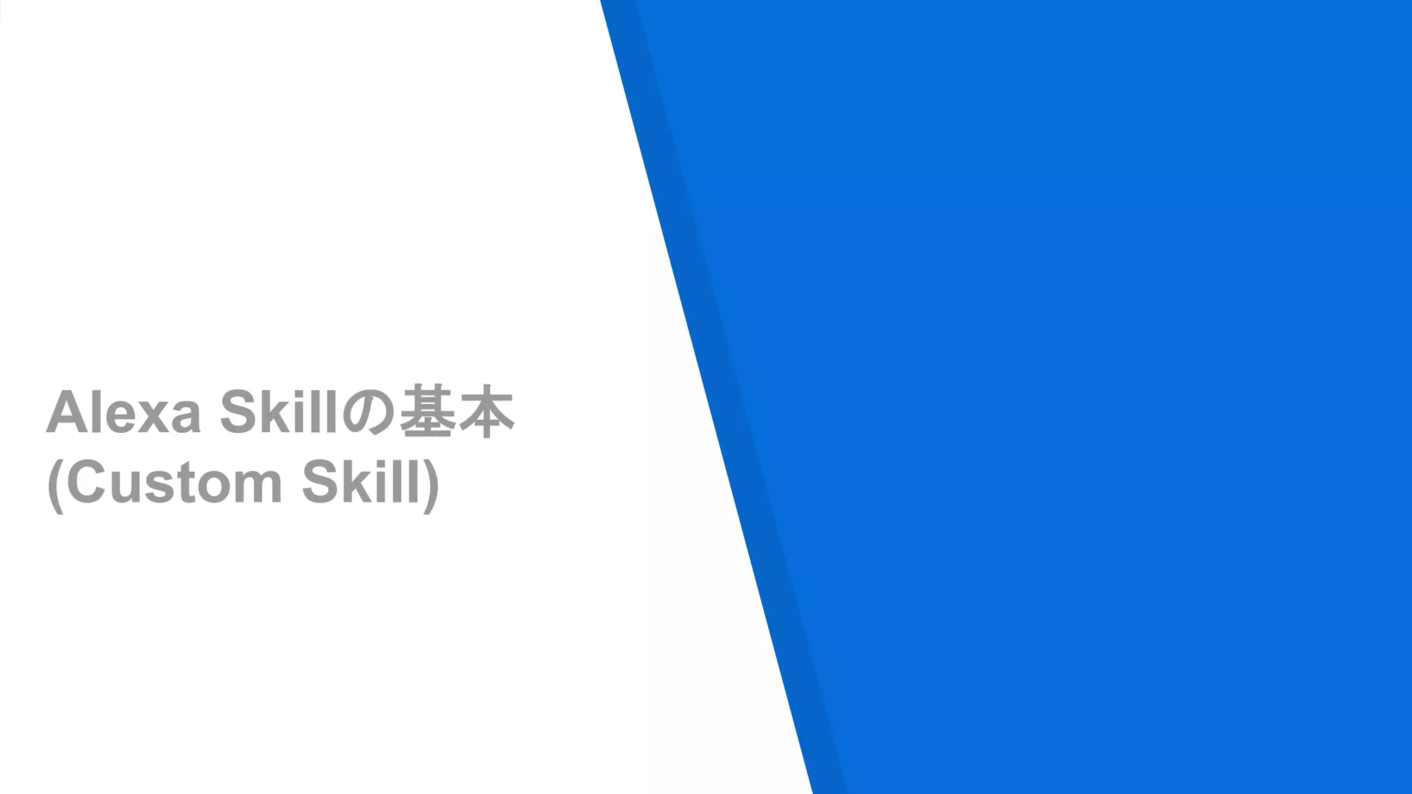 Alexa Skillの基本
(Custom Skill)
 